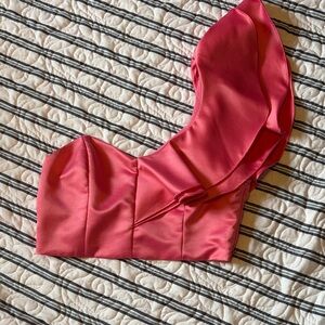 One Shoulder Ruffled Cropped Blouse (NWT)